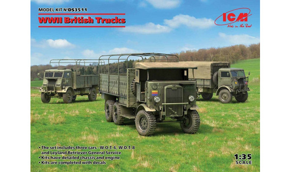 WWII British Trucks Model W.O.T. 6, Model W.O.T. 8, Leyland Retriever General Service